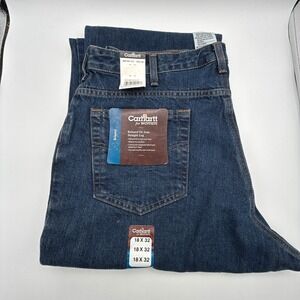 Carhartt For Women Relaxed‎ Fit Straight Leg Jeans Size 18x32 Dark Wash Denim